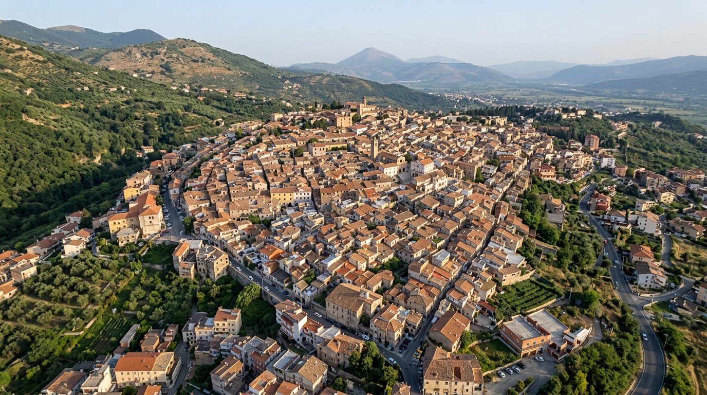 Priverno (LT) - panorama del centro storico sulla collina